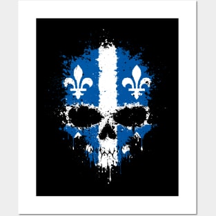 Chaotic Quebec Flag Splatter Skull Posters and Art